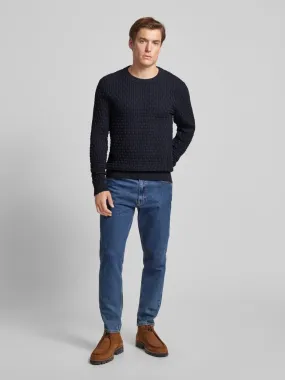 HUGO Strickpullover mit Strukturmuster Modell 'Stubon' (marine) online kaufen