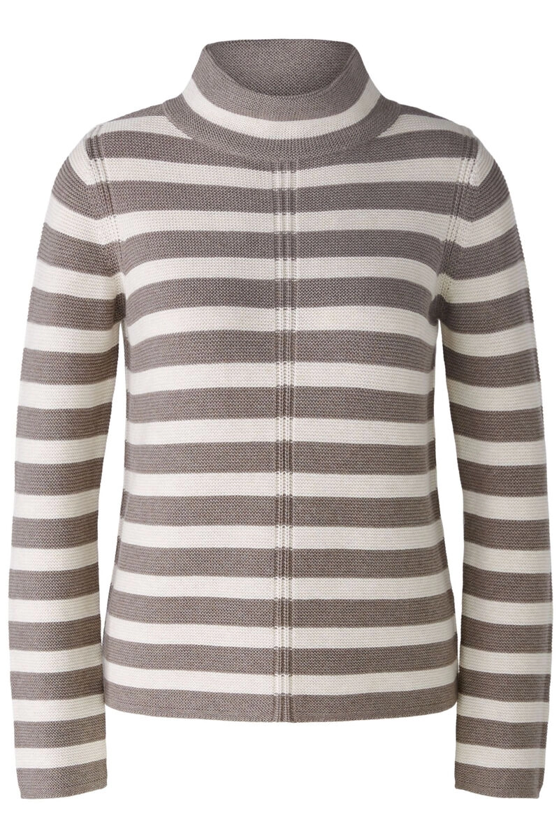 Oui Pullover reine Baumwolle brown offwhite