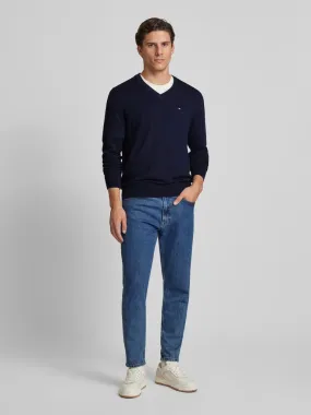 Tommy Hilfiger Strickpullover mit Logo-Stitching Modell 'PIMA' (marine) online kaufen